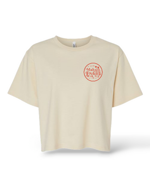 MAHALO Boxy Cut Off Tshirt cream/orange