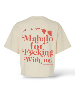 MAHALO Boxy Cut Off Tshirt cream/orange