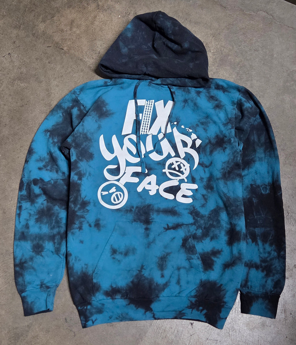 FIX YOUR FACE Teal Tie Dye hoodie