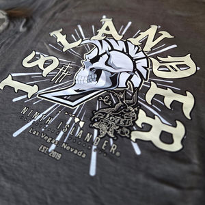 ISLANDER Skull washed charcoal vintage fade in the print
