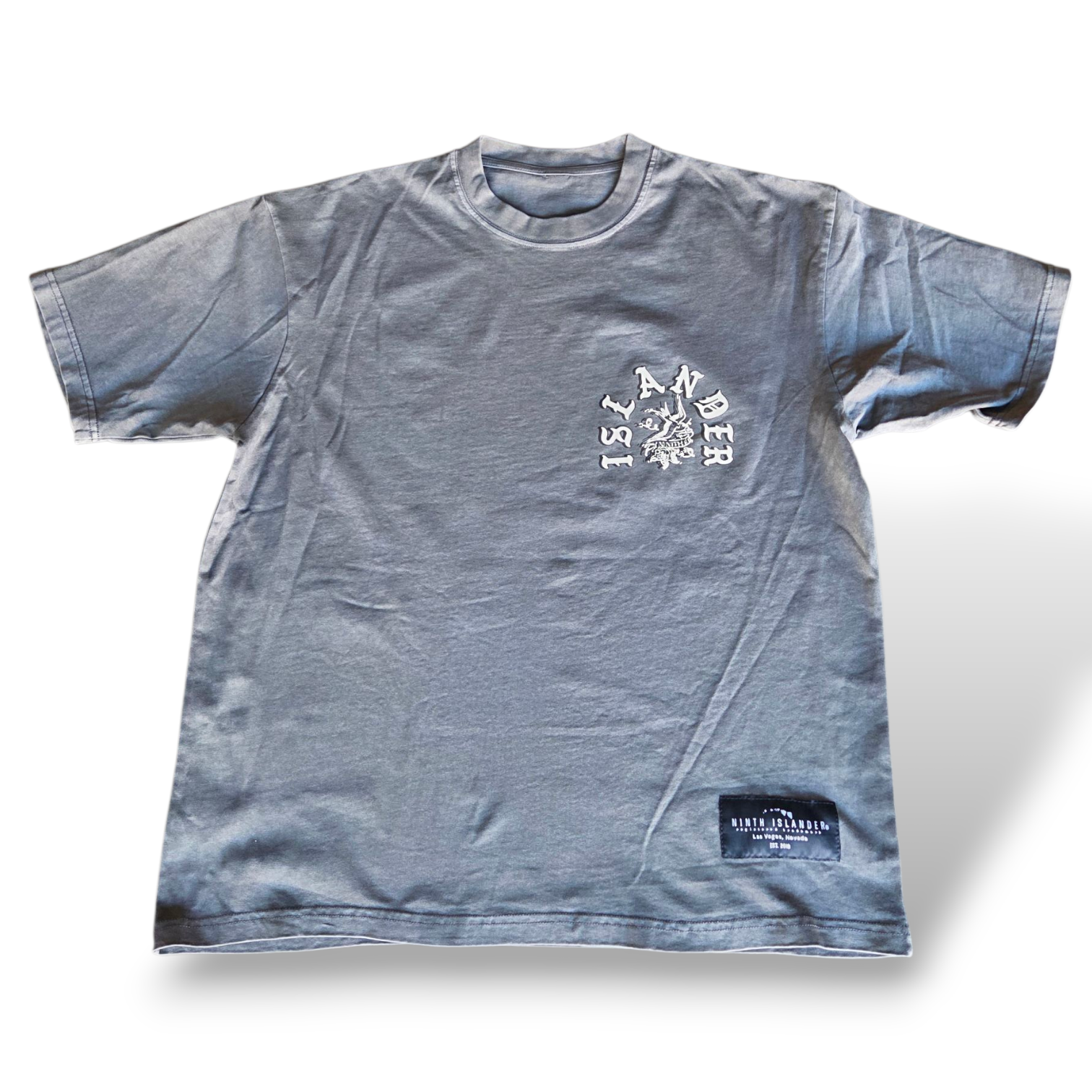 ISLANDER Skull washed charcoal vintage fade in the print
